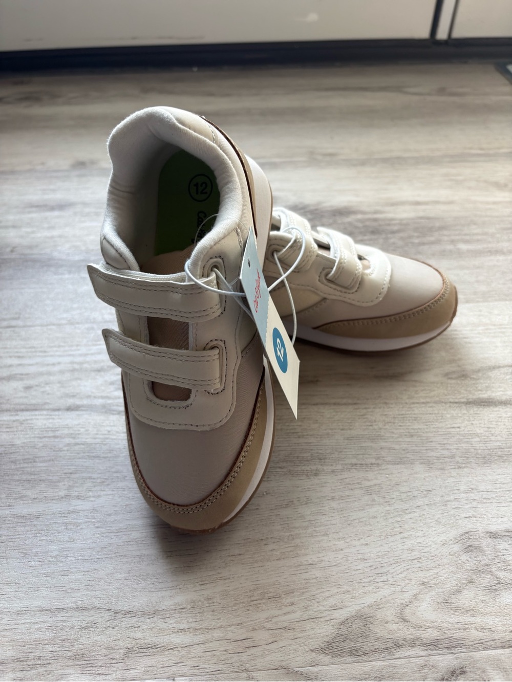 Cat & Jack Beige and Tan Kids Velcro Sneakers